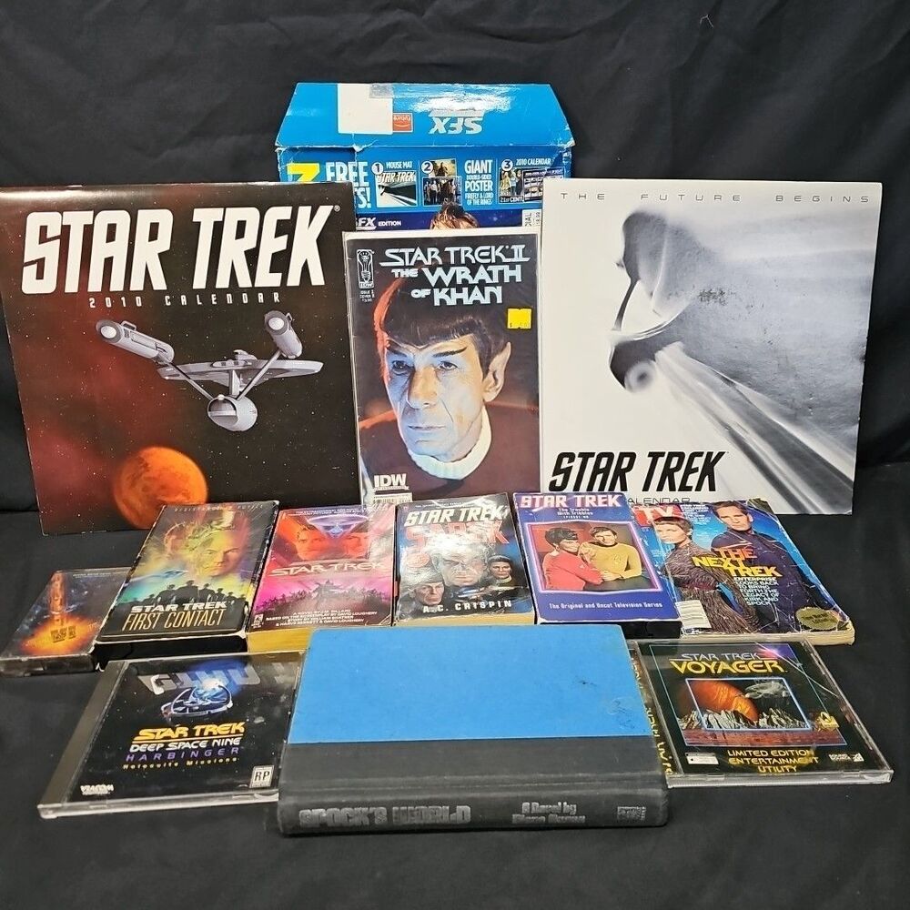 14 Item Vintage Star Trek Lot (Calendars,books,games Etc)